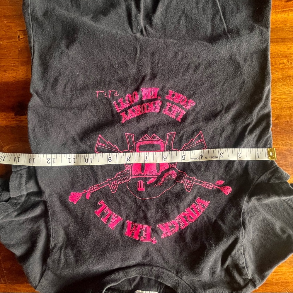 Vintage Paul Frank Kids Black Tee with Pink Graphic 'Wreck 'Em All' - Picture 4 of 4